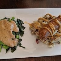 Bangers and mash at Veg Cafe in Sacramento