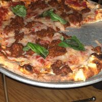 Margherita with Vegan Cheese instead, and vegan sausage (chorizo) at Delarosa - Yerba Buena in San Francisco