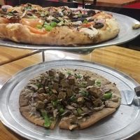 Vegan, gluten on bottom, vegan veggie on top at Pizza Classics in San Antonio