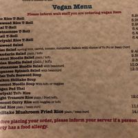 Vegan section of menu  at Fresh Side in Amherst