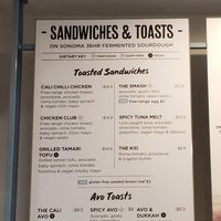 Clearly marked vegan options at Cali Press in Bondi Beach