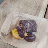 The three chocolates we tried: snickers, coffee and dipped orange at Chocolate Fusion Cafe in La Fortuna