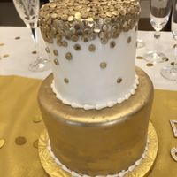 Golden anniversary cake at Vegan Treats Bakery in Bethlehem