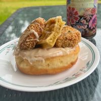 Chickn and waffle donut #Veganuary at Vegan Treats Bakery in Bethlehem