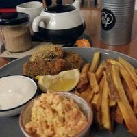 Vegan fish and chips at Made with Laf in Bratislava