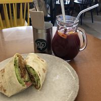 Turkish wrap and berries lemonade  at Made with Laf in Bratislava