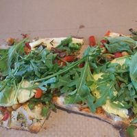Very welcome pizza with vegan cheese at IAD - &pizza - CC in Dulles