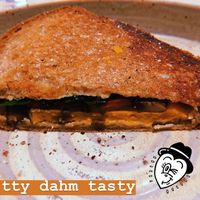 Very good. Roasted veg and hummus Toastie  at Hunters' Roots in Melbourne