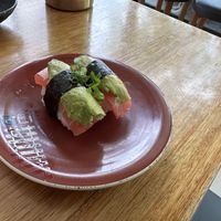 Vegan tuna   at Sush Track in Hobart