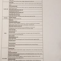 vegan food list at Sush Track in Hobart