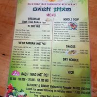 Menu at Bach Thao in Can Tho