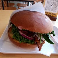 Vegan PASTRAMI bun at Krowarzywa in Krakow