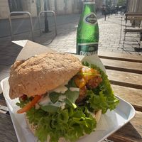 Vegan chicken burger at Krowarzywa in Krakow