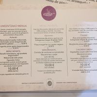 Menu at Gustu Bilbao in Bilbao