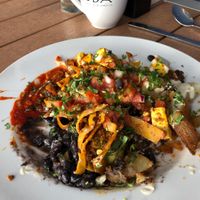 Vegan chilaquiles   at Cafe Coda in Chico