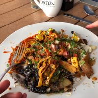 Vegan chilaquiles  at Cafe Coda in Chico