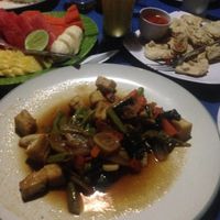 Fried vegetables and tempeh at Gili Air Santay Bungalow and Restaurant in 
