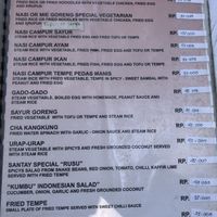 They Indonesian section of the menu (they serve food from all over the world)￼ at Gili Air Santay Bungalow and Restaurant in 