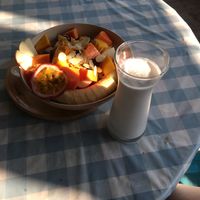 Granola coconut milk and fruits 120B at Fruit Plus in Chiang Mai