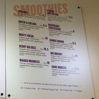 wall menu - smoothies at Kiss the Berry - Brisbane City in Brisbane