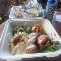 Baba ganoush and falafel combo, owner added some baklava so I could try it   at Paprika Cafe in Monterey