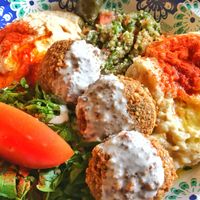 Baba Ghanouge and Falafel Combo at Paprika Cafe in Monterey