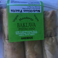 Vegan baklava package  at Paprika Cafe in Monterey