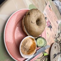 Cinnamon raisin bagel + thai sweet vegan cream cheese  at Bagels & Beans in Arnhem