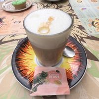 Mushroom coffee with oat milk  at Bagels & Beans in Arnhem
