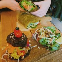 zest burger (recommend) and zest wrap (not recommend) at Zest for Life in Amsterdam