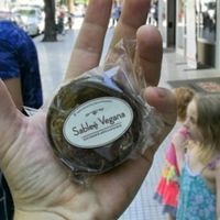 most amazing vegan Alfajor! at Sablee Pasteleria Vegana in Buenos Aires