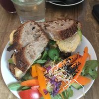 sourdough sandwich with tempeh at White Crow in Berlin
