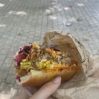 My order (seitan sausage)  at Velo Vege Food Bike in Toulouse