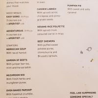Menu at Bijzonder in Maastricht