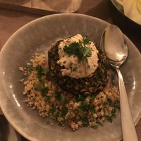 The “tiny” portobello stuffed with herbs and cashew cream  at Bijzonder in Maastricht