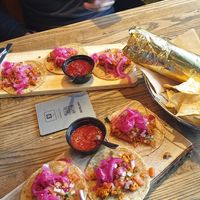 Vegan tacos and vegan burrito combo at Los Tacos in Bergen