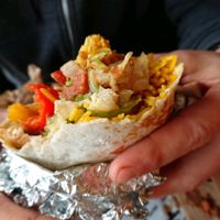 delish vegan burrito  at Los Tacos in Bergen