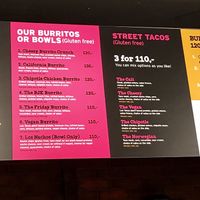 Vegan options listed on the menu board   at Los Tacos in Bergen