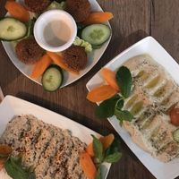 Falafel, Hummus, Baba Ganoush at Hayatt in Moenchengladbach