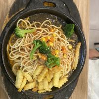 Noodles and fries   at Quán Zhēn SùShí 全真素食 in Taipei