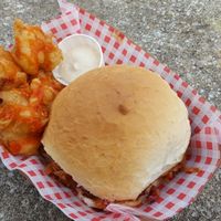 Delicious pulled jackfruit bap and cauliflower bites at Bia Kitchen Vegan Diner - Food Stall in Norwich