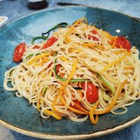 Spaghetti with carrot, zucchini and tomatos at Ferbers in Aachen