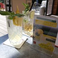 Very tasty lemonades, one with lemon+basil+ginger, one with lime+mint at Ferbers in Aachen