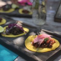 3 different tacos at Charly's Vegan Tacos - Food Truck in Tulum