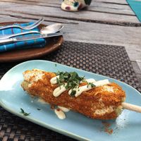 corn on the cob (elote) 😍 at Charly's Vegan Tacos - Food Truck in Tulum