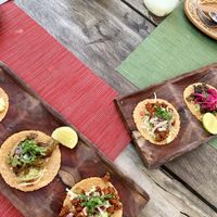 Taco trio at Charly's Vegan Tacos - Food Truck in Tulum