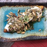 Plantain with garlic cream at Charly's Vegan Tacos - Food Truck in Tulum