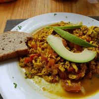 Tofu a la mexicana (vegano) at Origenes Organicos - Colonia Polanco in Mexico City