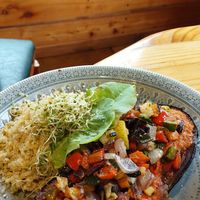 Grilled aubergine at Curcuma in El Chalten