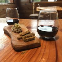 Appetiser and organic wine, top floor with a top view. at Curcuma in El Chalten